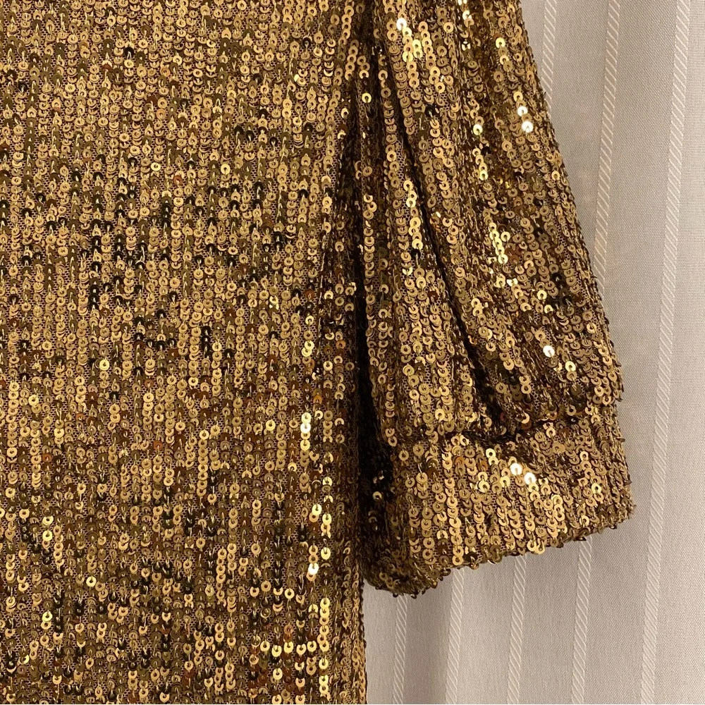 NWOT Gold Sequin Mini Dress Size Medium Black - Picture 3 of 4